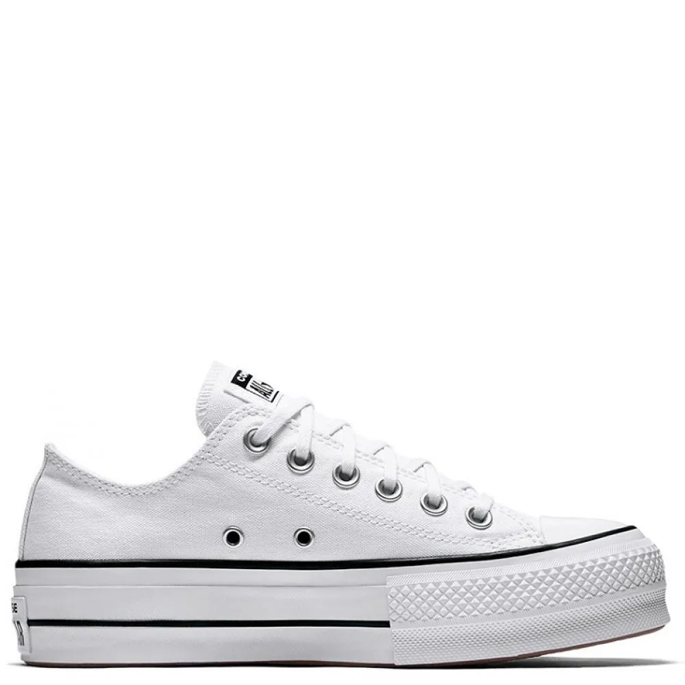 Converse Women's Chuck Taylor All Star Lift Low Top in White/Black Classy Sandal Heels Minimal Weight