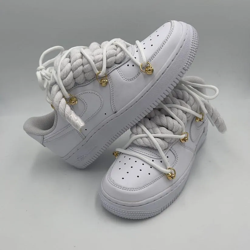 Agile Fit Quick Life Nike Air Force 1 Rope Laces White??Triple White Gold