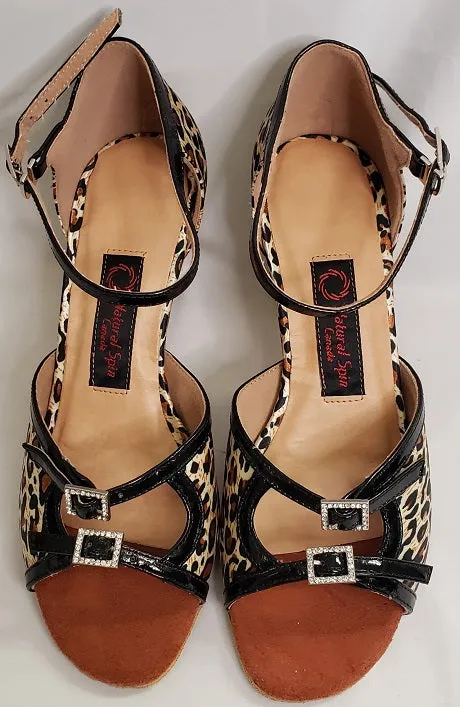 Winter Chill All Terrain Stylish Commuters 2.5" Renee-- Flare Heel Latin Sandal -- Leopard