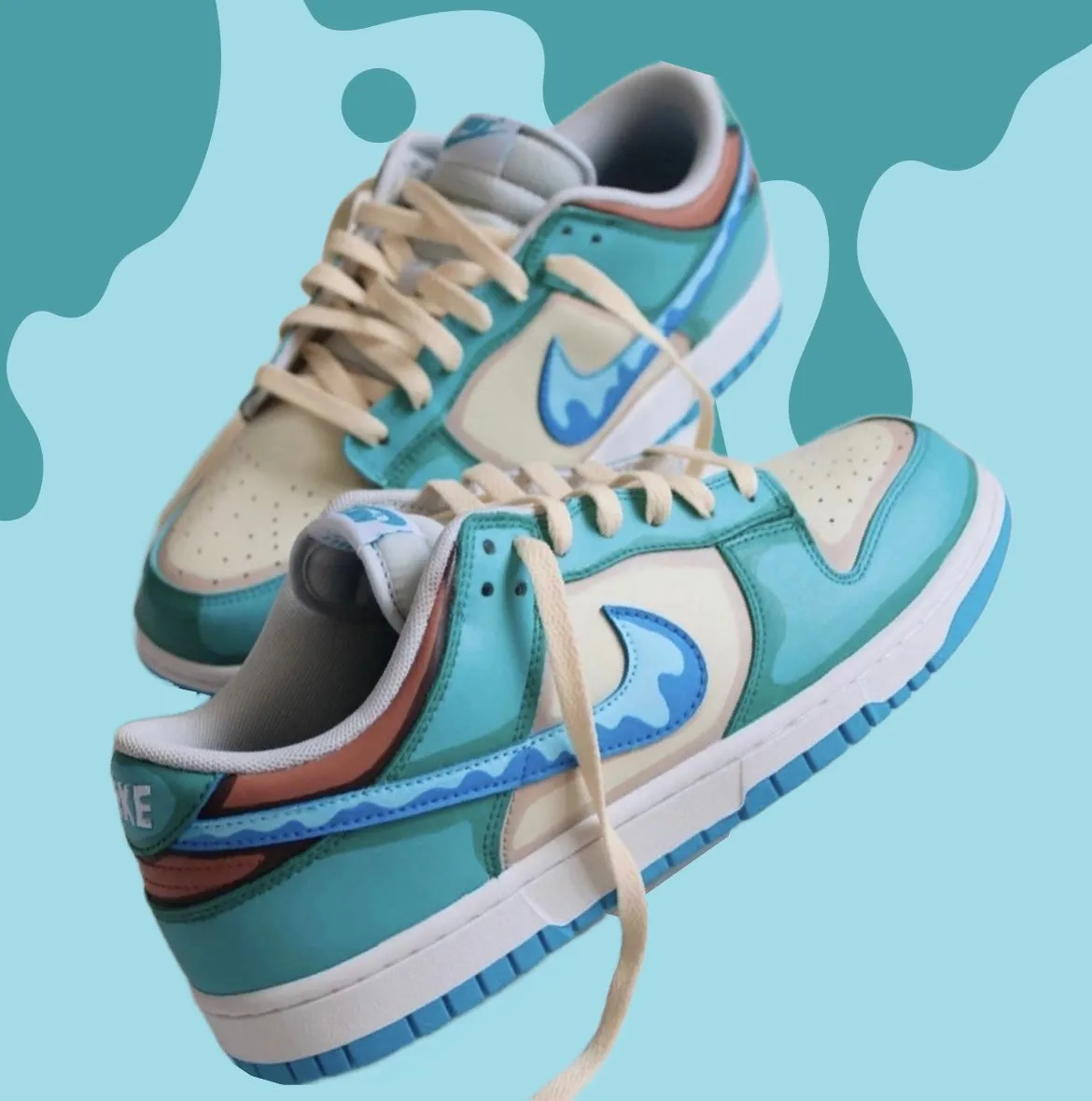 Custom Aqua Dunks Island Vibe Neutral Base