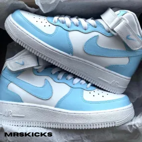 Comfort Cushion Lace Up Style Custom Baby Blue Airforce 1 Mid