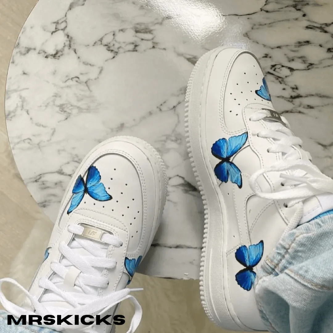 Breathable mesh Court Grip Custom Blue Butterfly Airforce 1