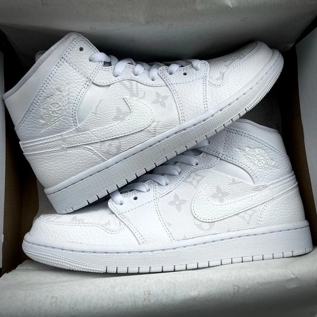 Shiny Tone Quick Flex Custom White Lv Jordan 1