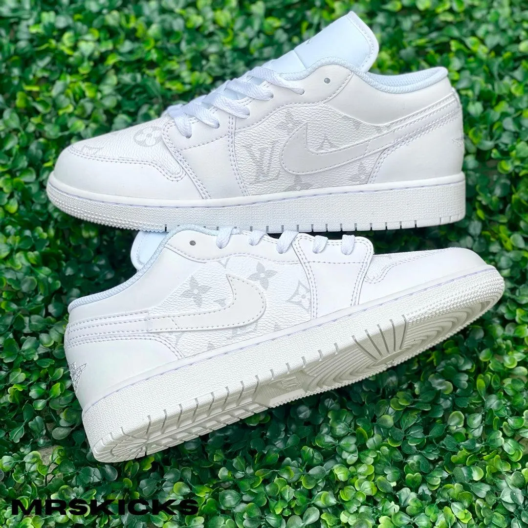 Custom White Lv Jordan 1 Low Icon Walk