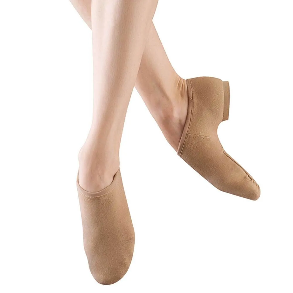 Dorothy -- Women's Stretch Canvas Split Sole Jazz Slip-On -- Tan Busy Path