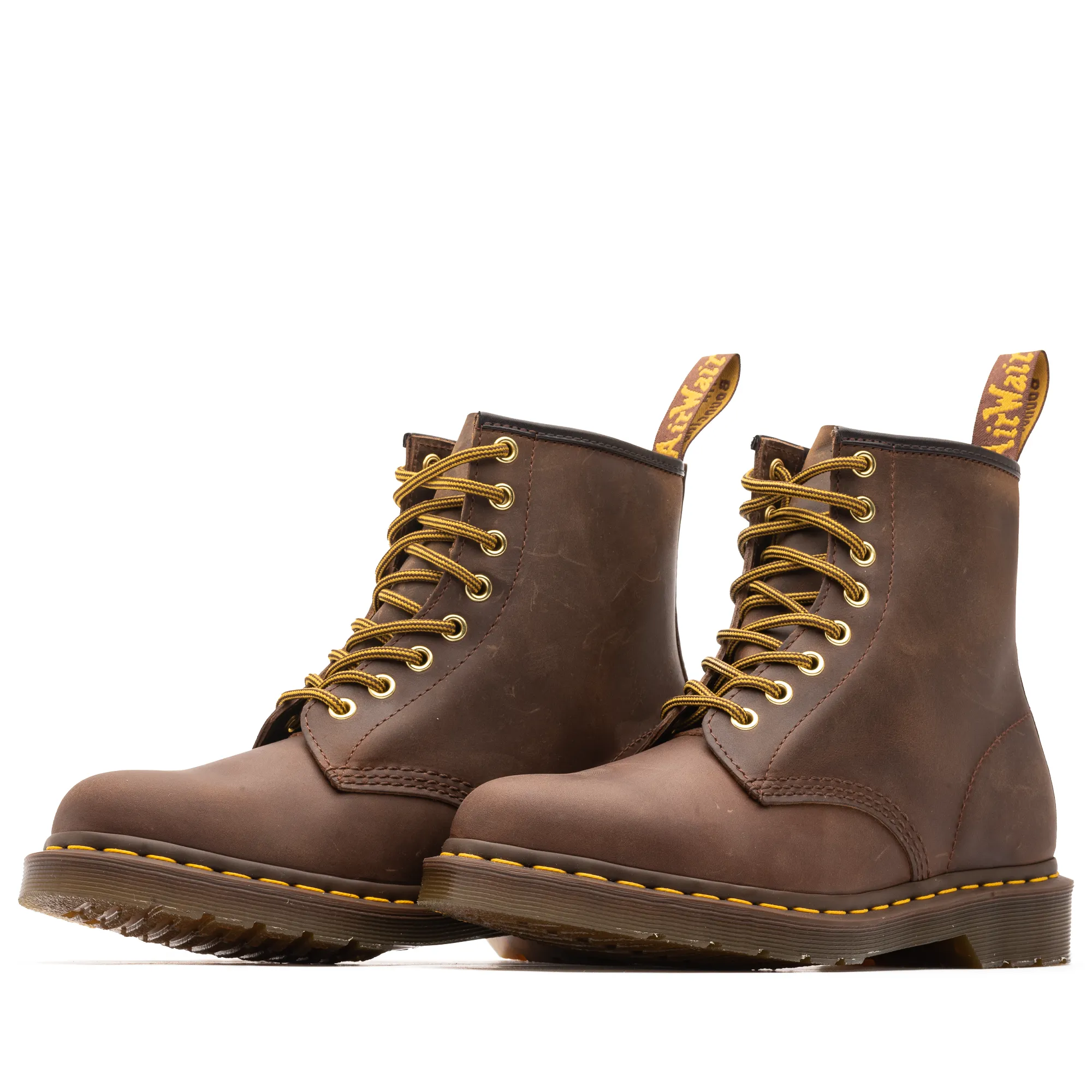 Padded Interior Rough Terrain Shock Absorbing Outdoor Trek Dr. Martens 1460 Leather Boots - Brown Crazy Horse