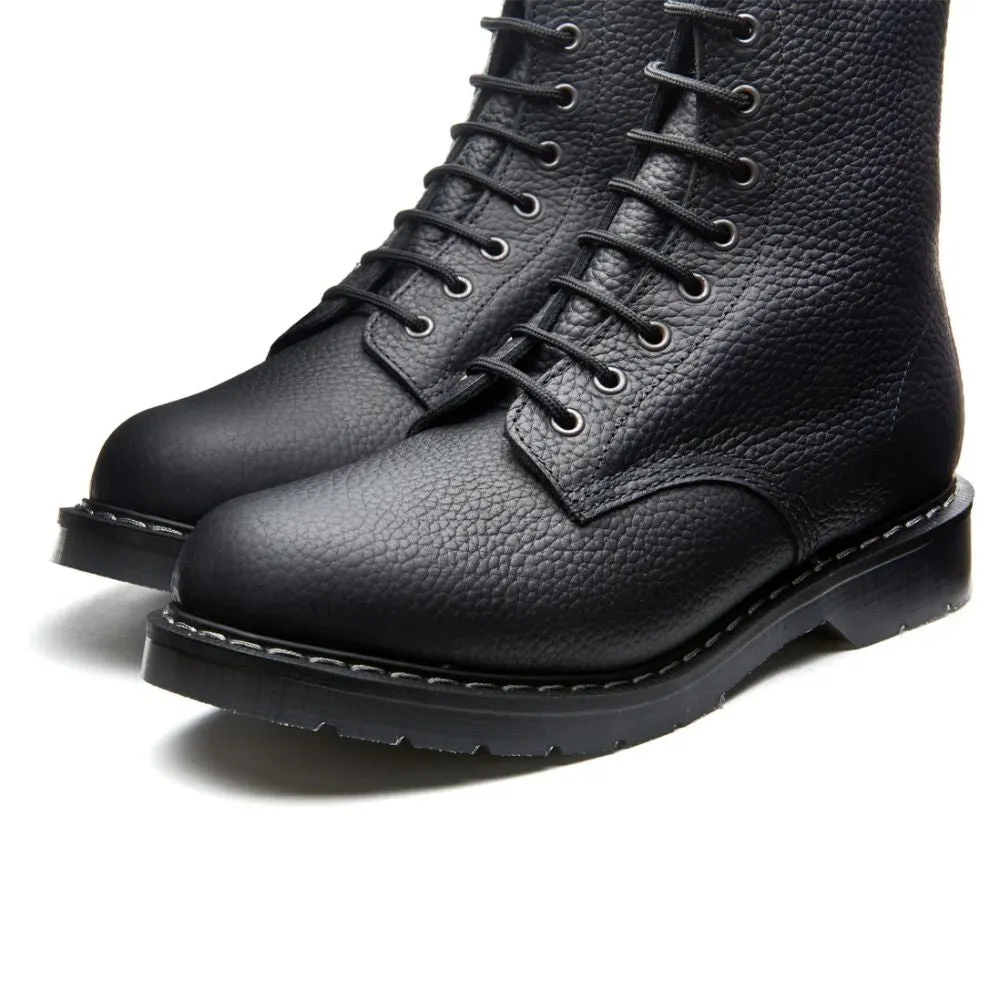 Minimal Design Combat Look Anti Fatigue Solovair 8 Eye Derby Boot in Black Greasy Grain