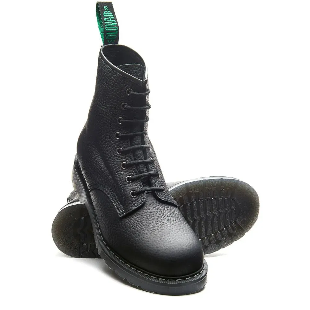 Durable Style Solovair 8 Eye Derby Boot in Black Greasy Grain Graduate
