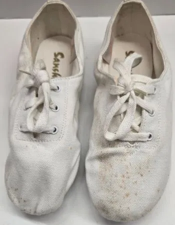 Rapid Motion Fire Red Edwin -- Canvas Split Sole Jazz Shoe, Suede Sole -- White