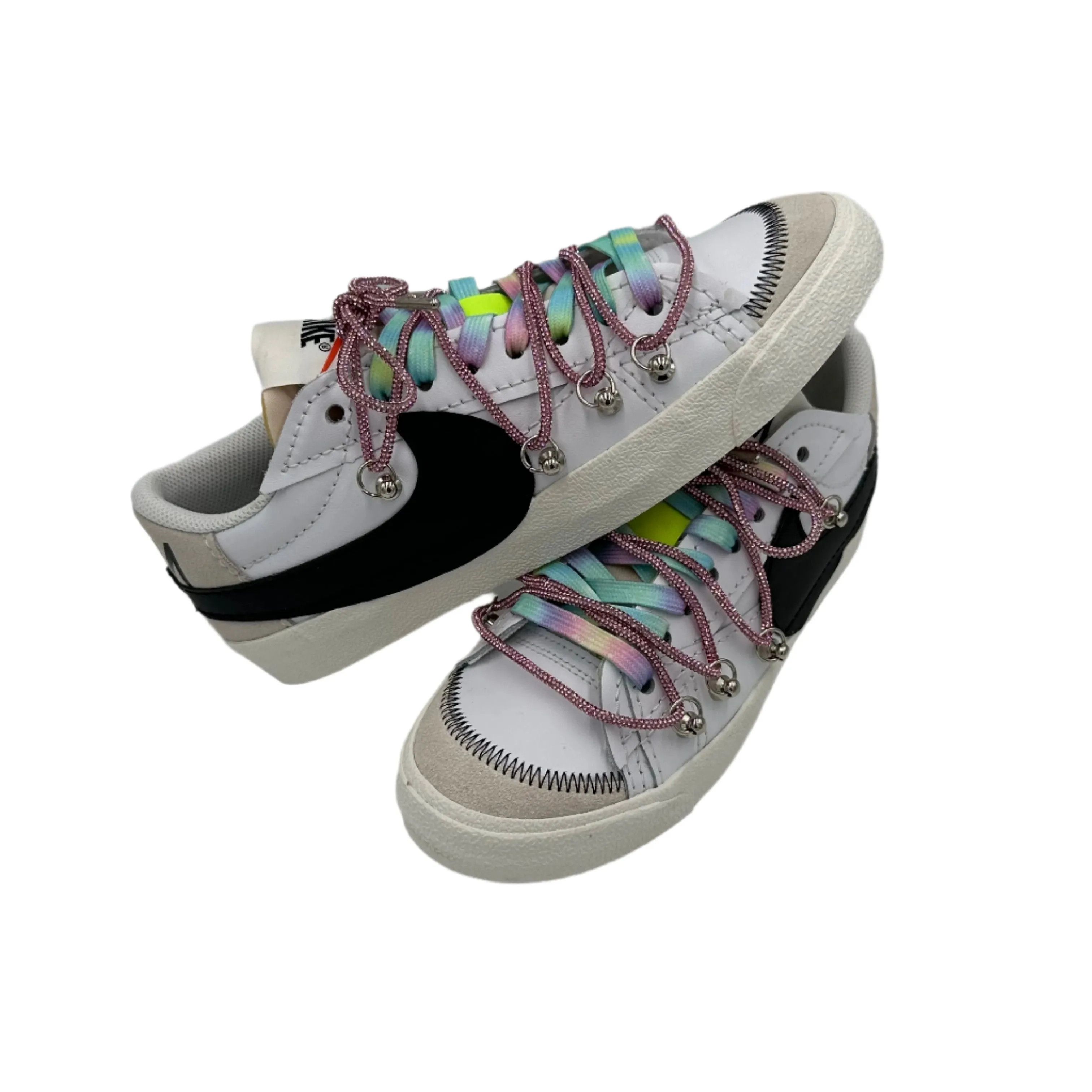 Hero Edge Swim Edge Nike Blazer Low '77 Jumbo White & Rainbow Over Laces Crystal Pink"