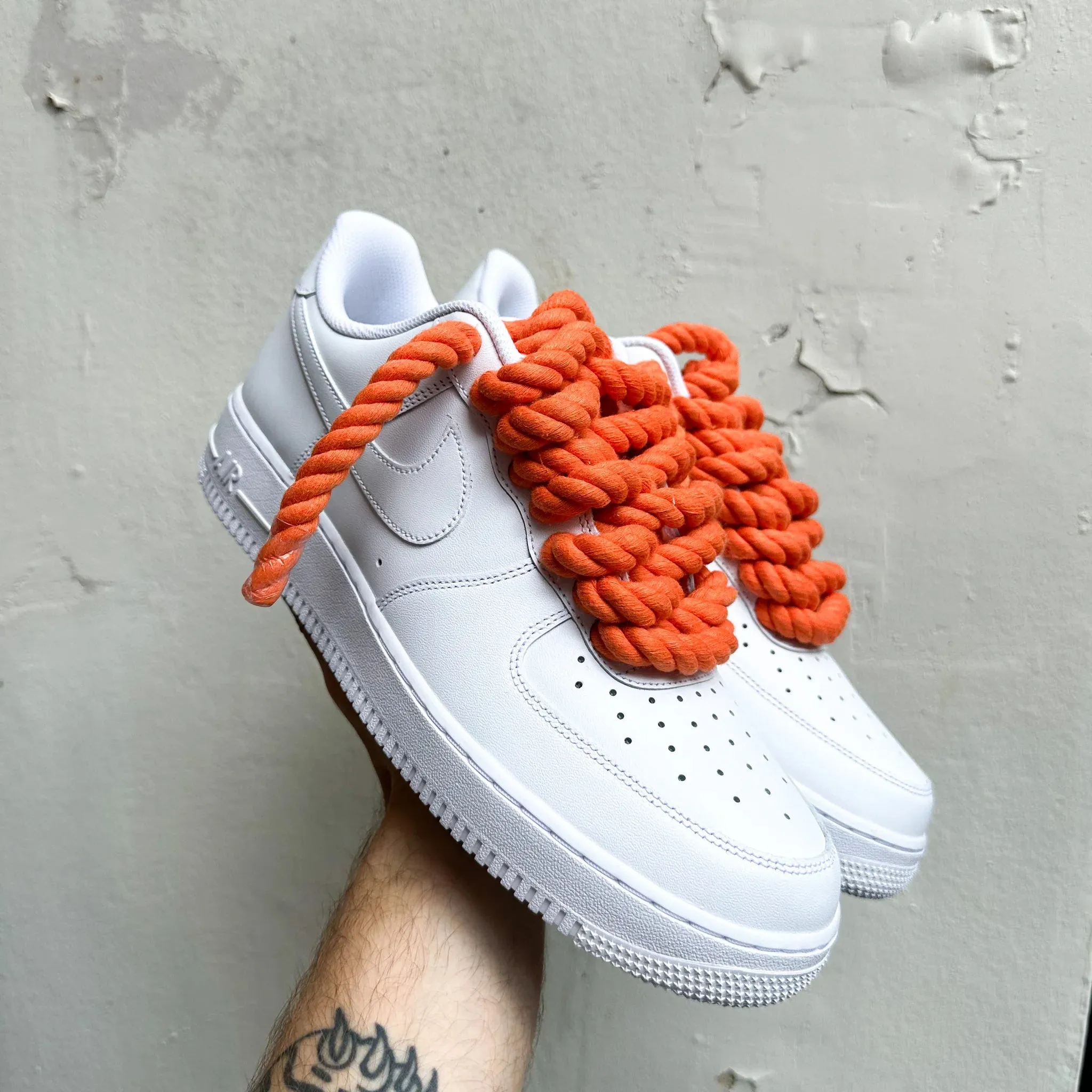 Mid Top Nike Air Force 1 Rope Laces Orange"