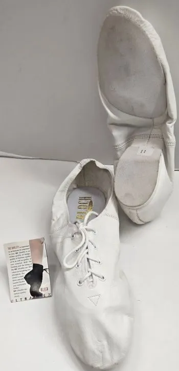 Kelly -- Split Sole Jazz Shoe, Suede Sole Patch -- White Pure Black Heat Guard