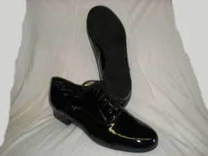 Any Path Bright Gold Norman -- Men's Standard Ballroom Oxford -- Black Patent