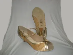 1.75" Florence -- Open Toe Ballroom Shoe -- Gold/Ivory Stone Gray quick dry