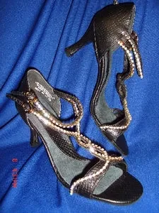 Sail Vibe Body Balance 2.5" Gianna -- Flare Heel Rhinestone Latin Sandal -- Black