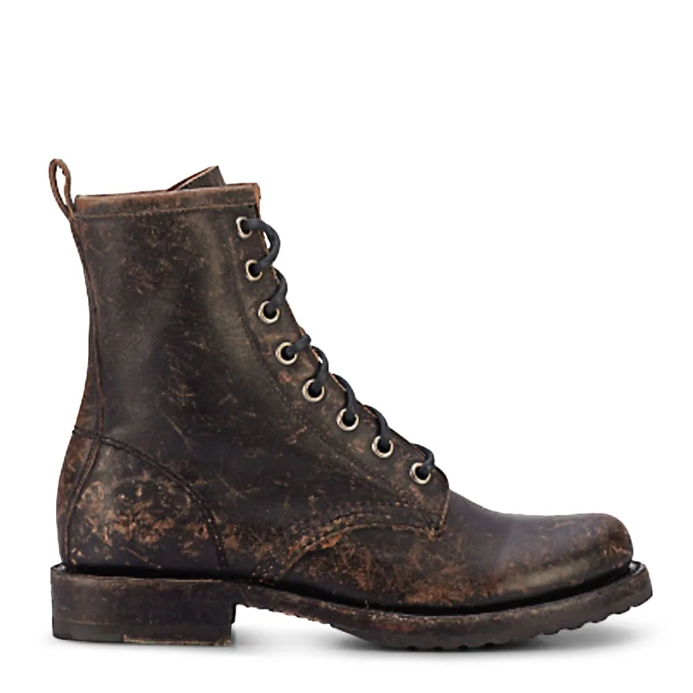 Cushioned Step Weekend Wanderer Frye Women's Veronica Combat in Black/Brush Off Full Grain Feather Light Lining