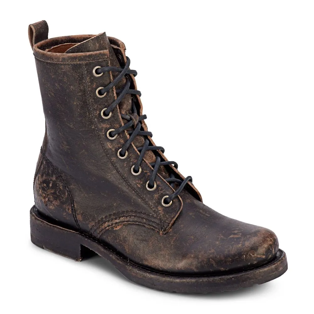Frye Women's Veronica Combat in Black/Brush Off Full Grain Feather Light Lining Mud Resistant Urban Commute