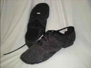 Glitter -- Canvas Split Sole Jazz Shoe, Suede Sole -- Black Pilates Cool