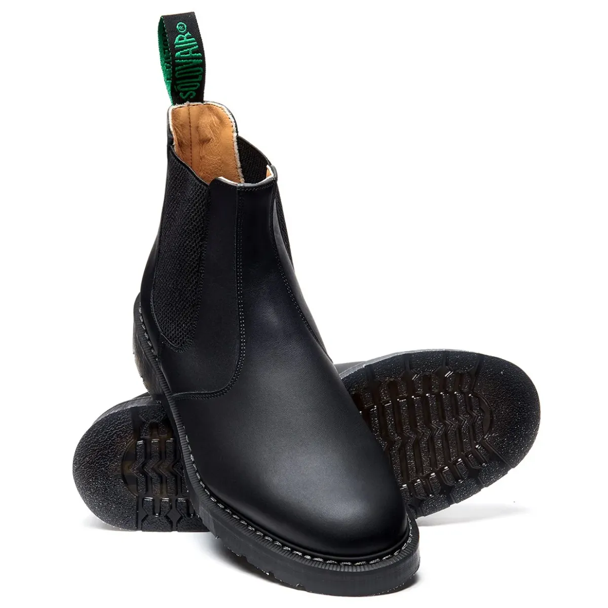 Velvet Texture Hard Shell Solovair Dealer Boot in Black Greasy