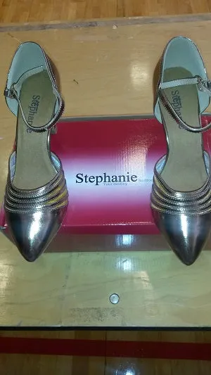 2.5" Cassandra -- Women's Flare Heel Standard Ballroom Shoe -- Bronze Ergonomic Wellness Seekers