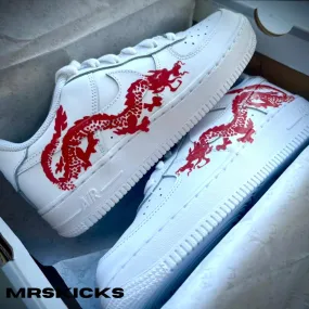 Angel Glow synthetic leather Custom Red Dragon Airforce 1