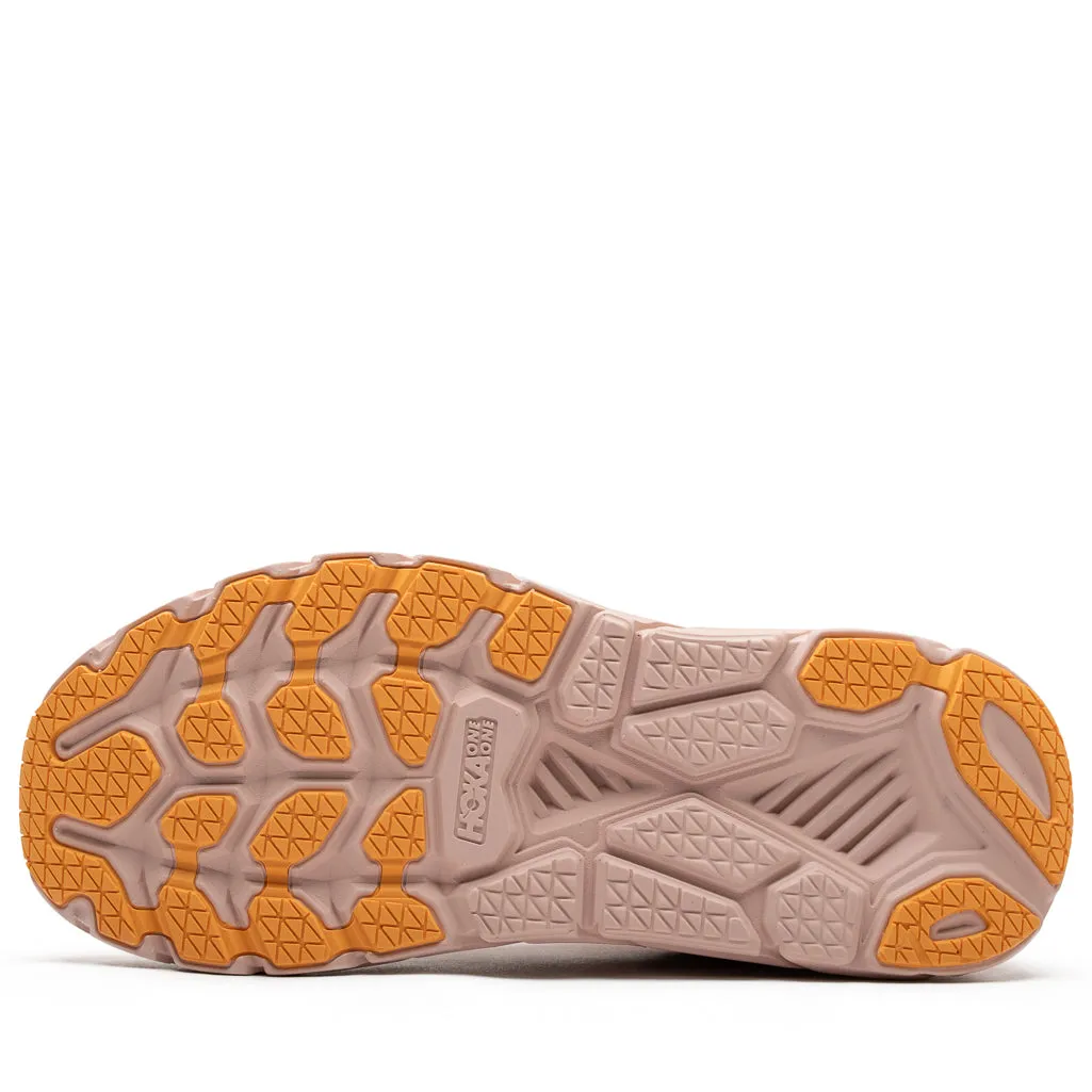 Hoka U Clifton LS - Earthenware/Peach Whip loop - closure energy - return shoes