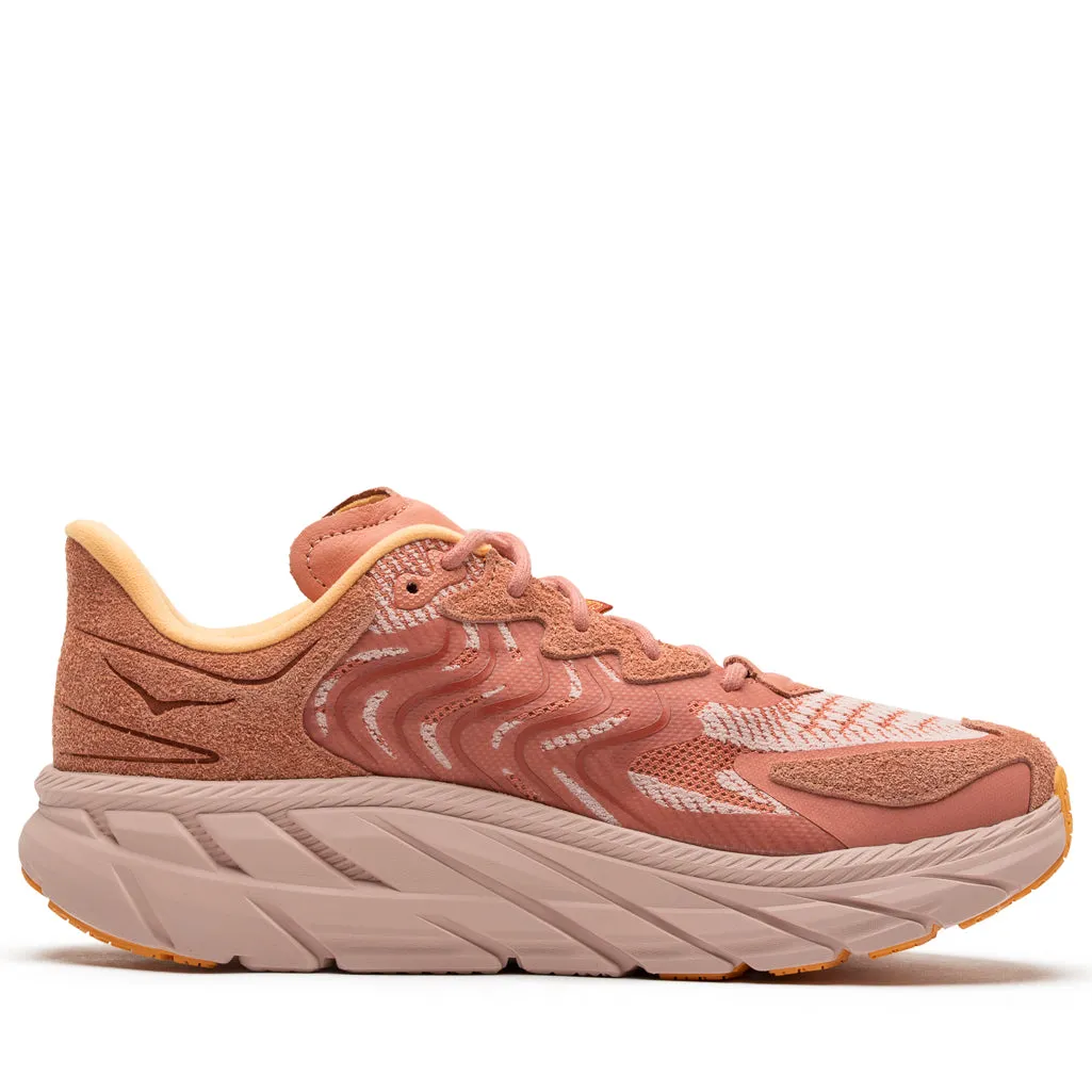 Foot alignment solid - color shoes Hoka U Clifton LS - Earthenware/Peach Whip