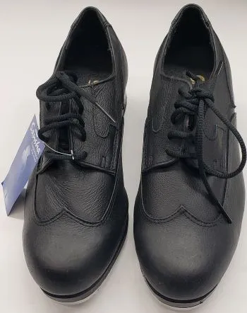 Wing-Tip -- Leather  Tap Shoe Oxford -- Black Buckle Fit Travel Light