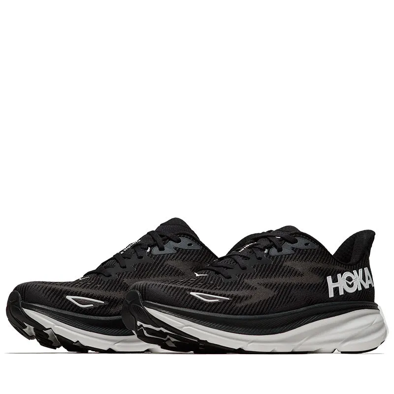 Foot Impact running in adventure races shoes Hoka Clifton 9 - Black/White