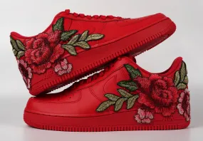 Air Force 1 Custom Triple Red Short Rose Low Flower Floral Shoes Men Women & Kids All Sizes AF1 Sneakers Elastic Sling Hero Walk