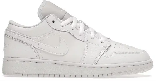 Jordan 1 Low Triple White (GS) Fashion Glow Step Ahead