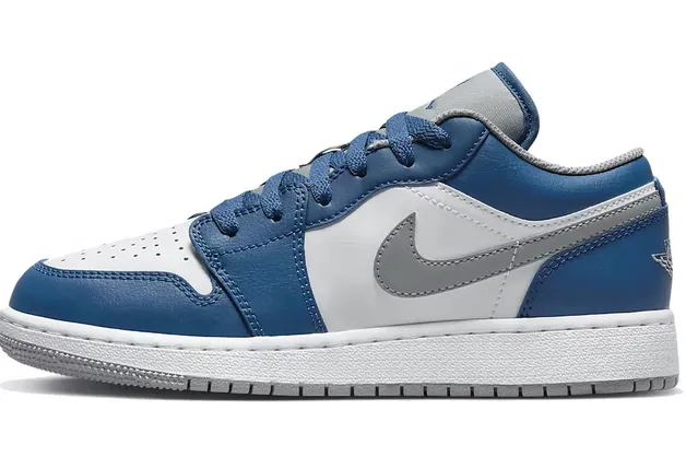 Jordan 1 Low True Blue (GS) Breathable Daily Walk