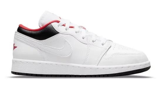 Jordan 1 Low White Black Infrared (GS) photo shoot Green Core