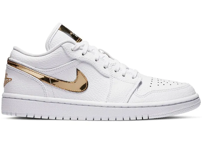 Dance Fit Sweat Resistant Gym Workout Jordan 1 Low White Metallic Gold (W)