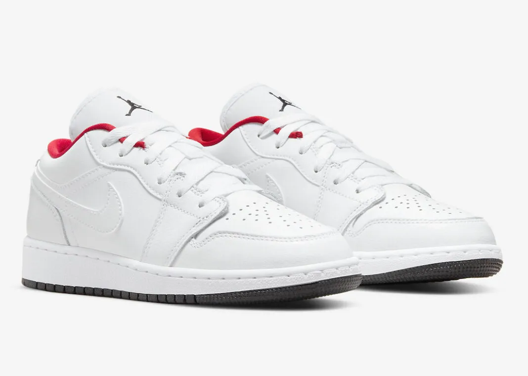 Jordan 1 Low White Red Black (GS) Pure Black