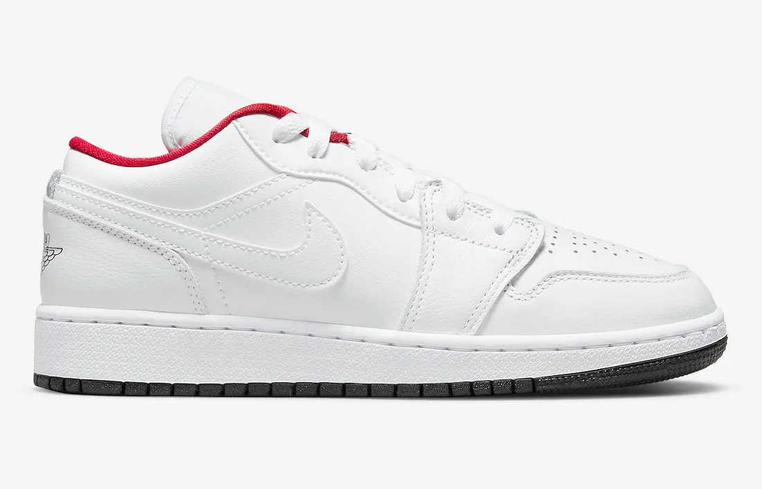 Jordan 1 Low White Red Black (GS) Waterproof Outdoor Travel Low Profile