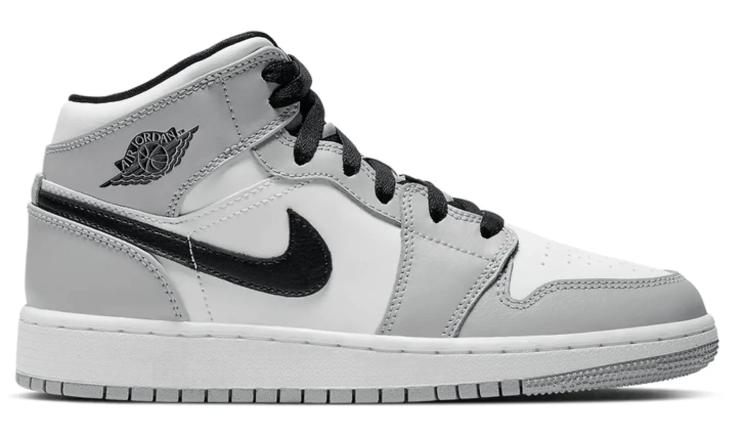 Jordan 1 Mid Light Smoke Grey (GS) Busy Path Deep Grip