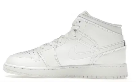 Jordan 1 Mid Triple White (2023) (GS) Match Fit Easy Flow