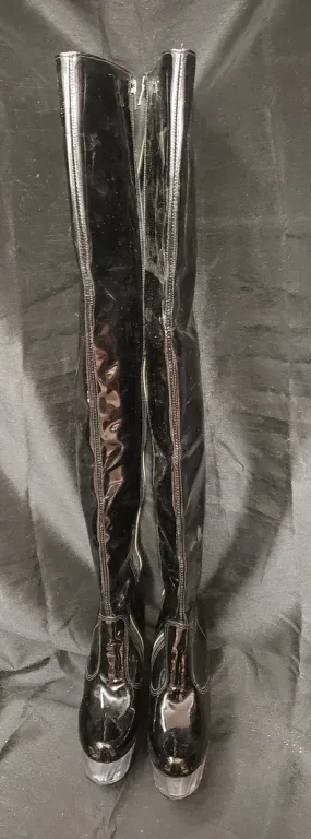 6" Kinley -- Women's Platform Dress Boot -- Blk Patent/Clear Smooth Entry Practical Build