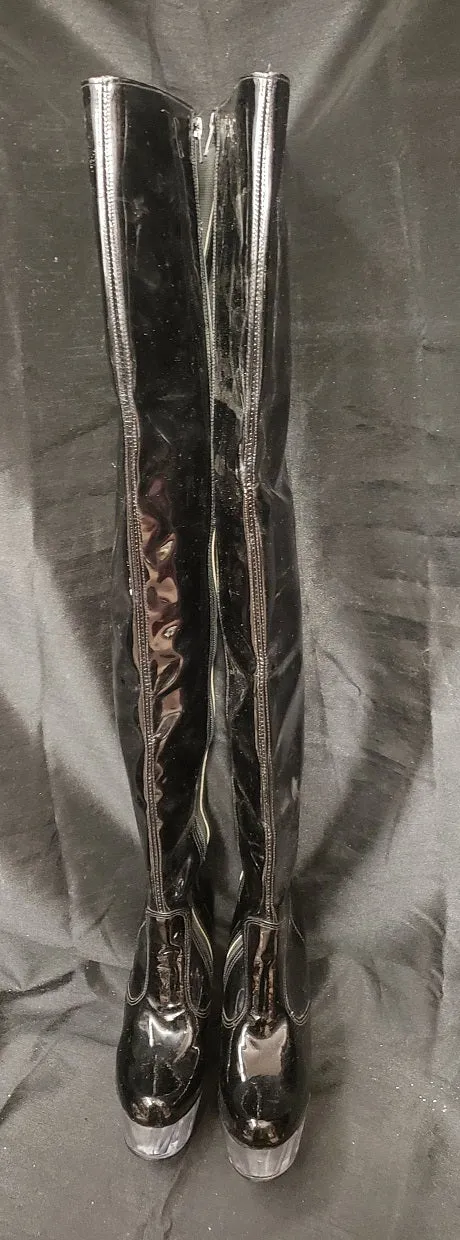 6" Kinley -- Women's Platform Dress Boot -- Blk Patent/Clear Clean Silhouette