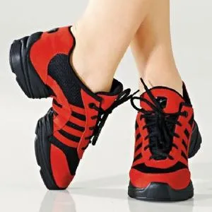 Jerry -- Split Sole Dancesneaker -- Red/Black Velvet Rich Stage Pop