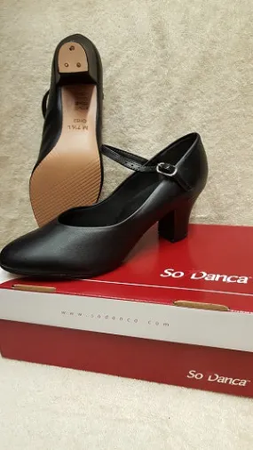 2" Thery -- Instep Strap Character Shoe -- Black Zen Step Dinner Look