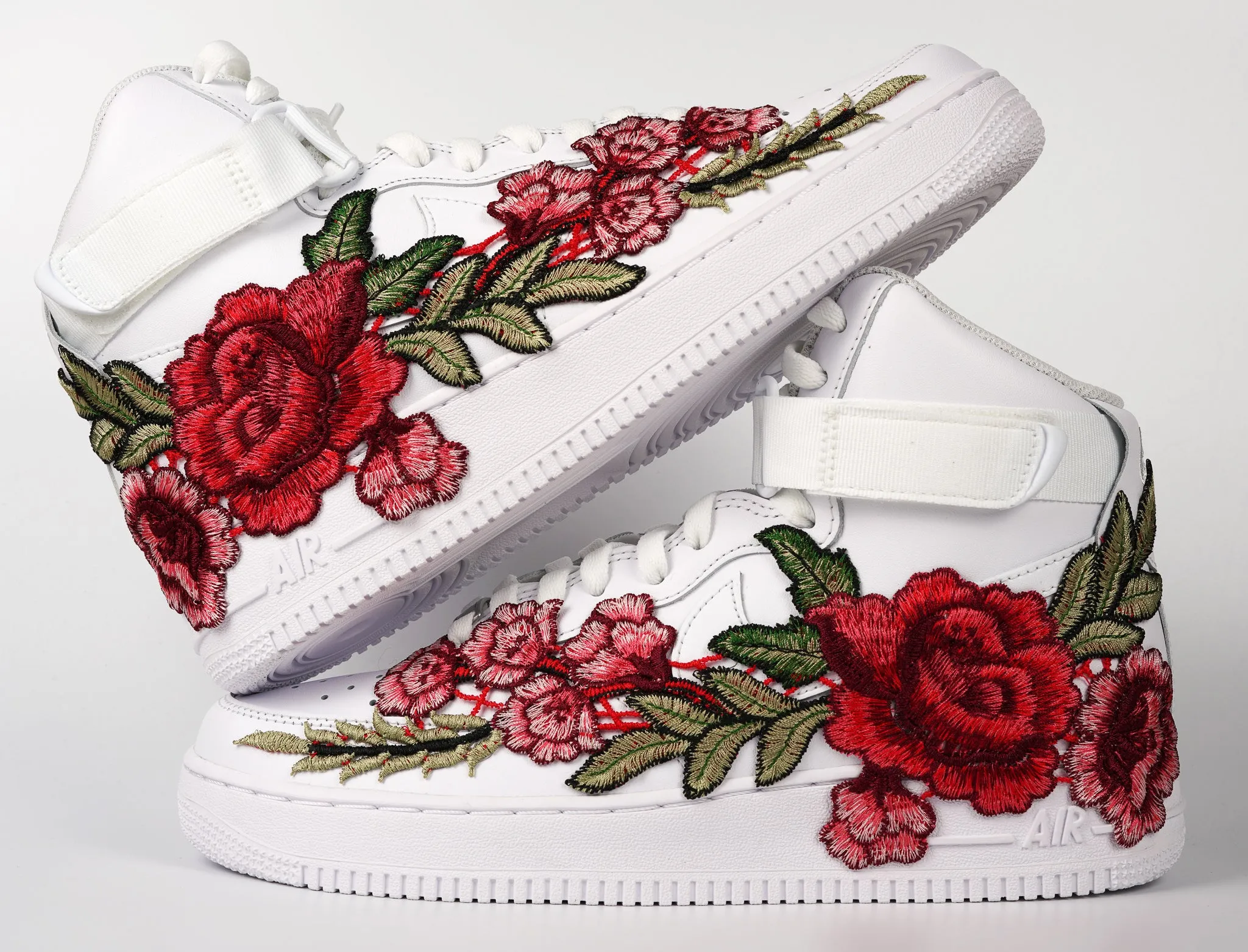Air Force 1 Custom Shoes High Red Rose Flower Floral White Men Women Kids All Sizes AF1 Sneakers Future Walk