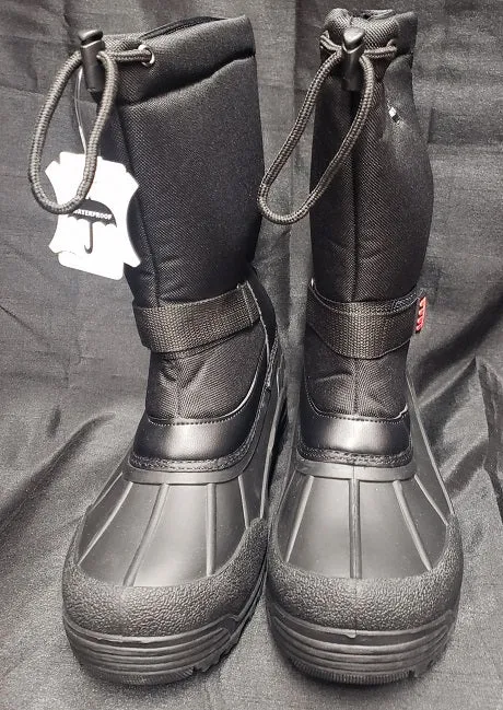 Cruz -- Men's 10" Waterproof Pull-On Boot -- Black Grippy Outsole Cold Climate orthopedic