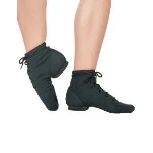 Arch support Soft Land Moses -- Canvas Split Sole Jazz Boot, Suede Sole -- Black