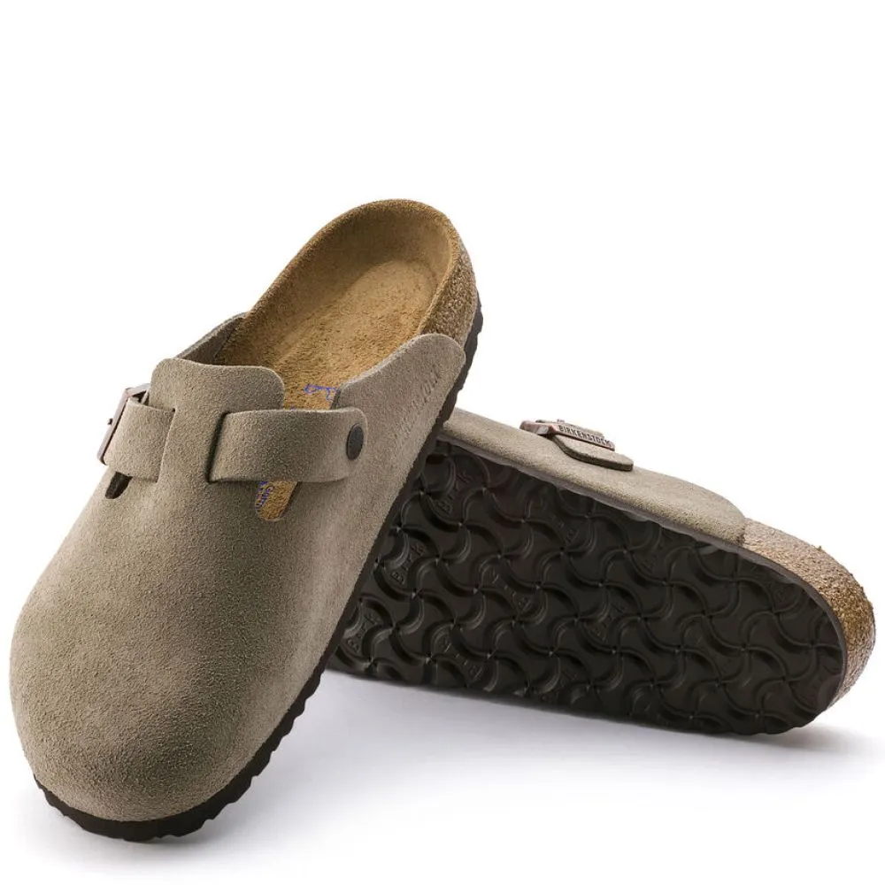Birkenstock Boston Softbed Suede Leather in Taupe Support Zone Urban Hiker Comfort Lining Weekend Camping