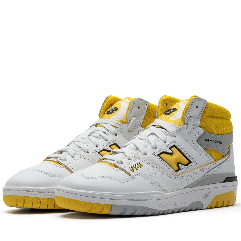 New Balance 650R - White/Yellow Heel Foot Arch Support