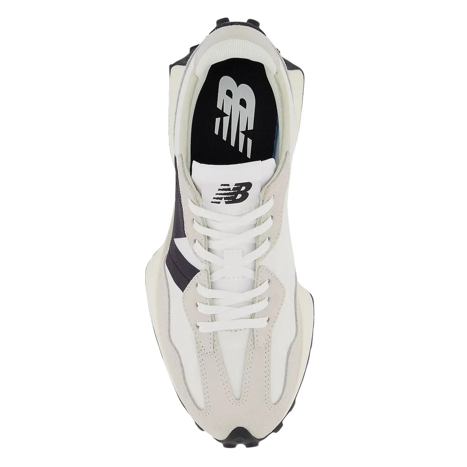 Feather Light Morning Walk New Balance Women's 327 in Sea Salt with White and Black Cushioned Support