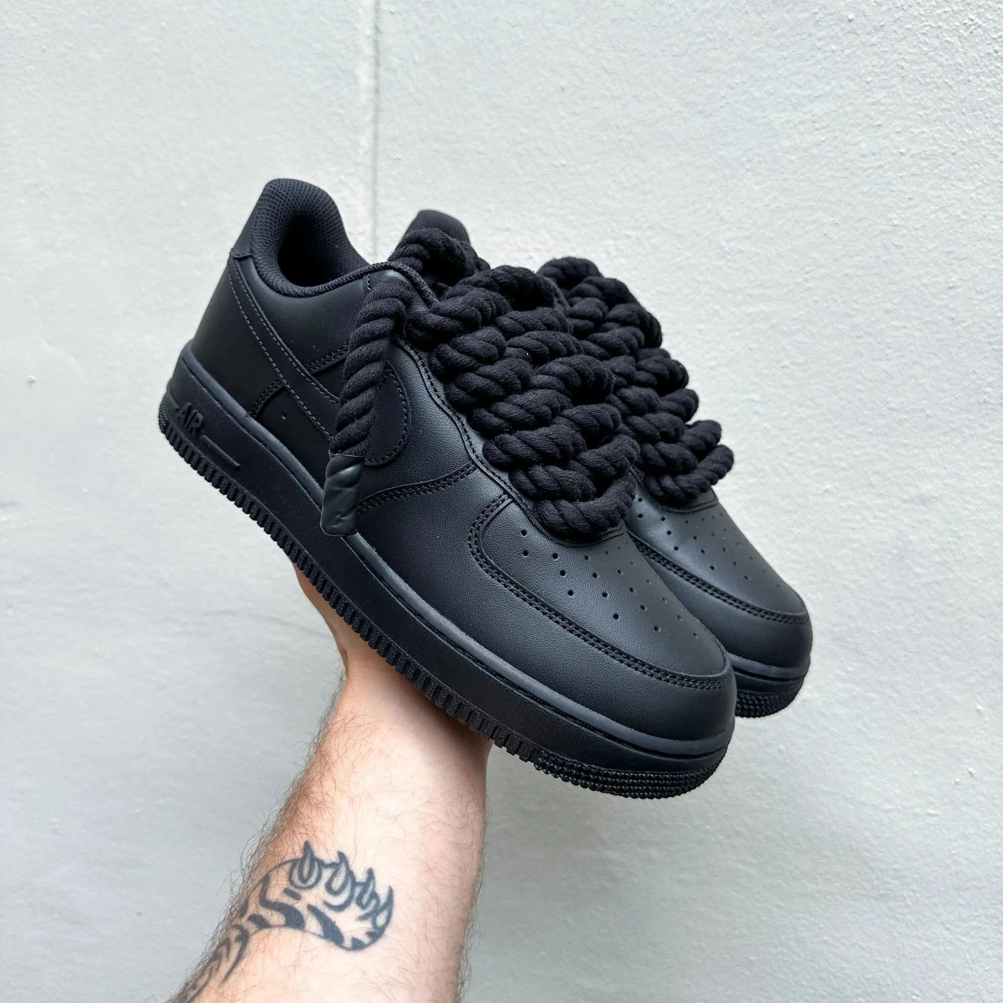 Heat Free Quality Nike Air Force 1 Black Rope Laces Black??FALSE