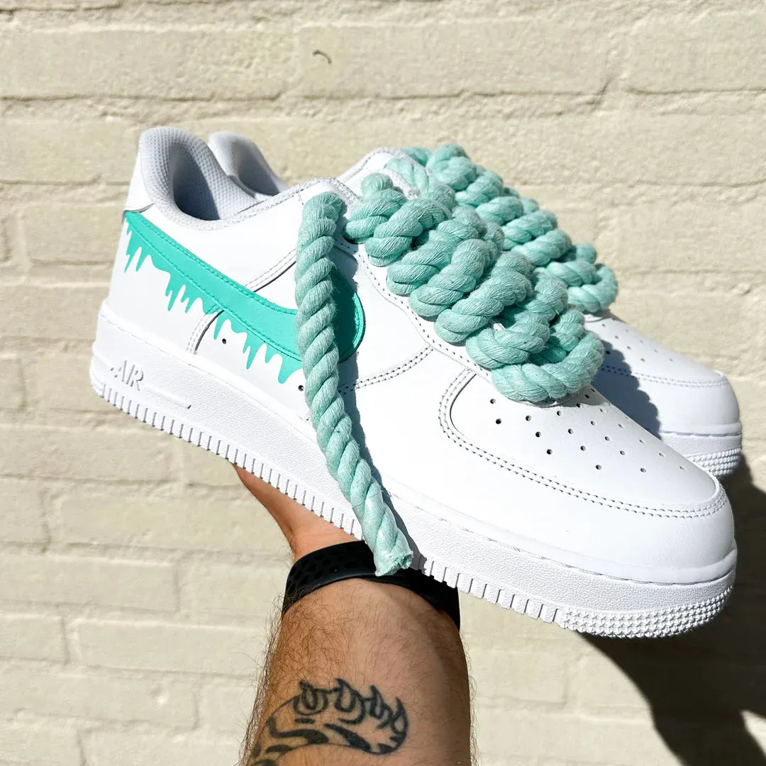 Nike Air Force 1 Drippy Rope Laces" Turquoise Dance Mode Craftsmanship